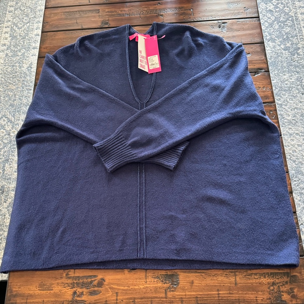 NWT! Lilly Pulitzer Sevie Sweater Low Tide Navy Size XL $138